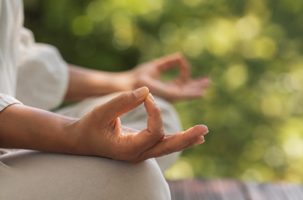 Meditative Mudra in Sunlit Nature