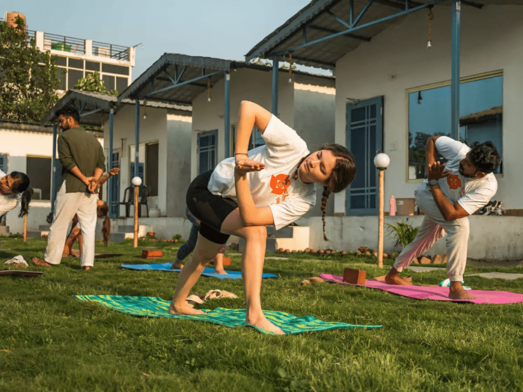 Yoga TTC students learning yoga practice in 200 hour yoga teacher training course at Oceanic Yoga retreat Goa - view 48
