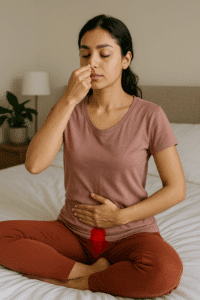 Students practicing 20250816 2034 menstrual breathing practices simple compose 01k2v1dsqcfnvvsj46hbexxcqx during 200 hour yoga teacher train