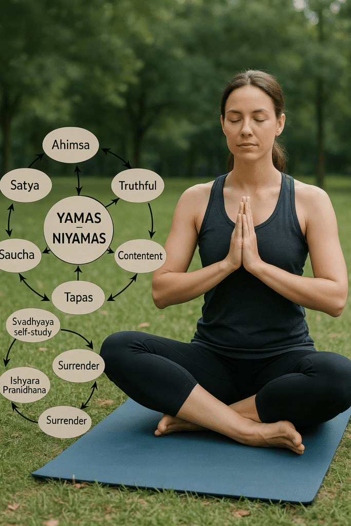 Students practicing 20250818 2211 essence of yoga ethics simple compose 01k30braz5e0t950b09xret89a 1 during 200 hour yoga teacher training a