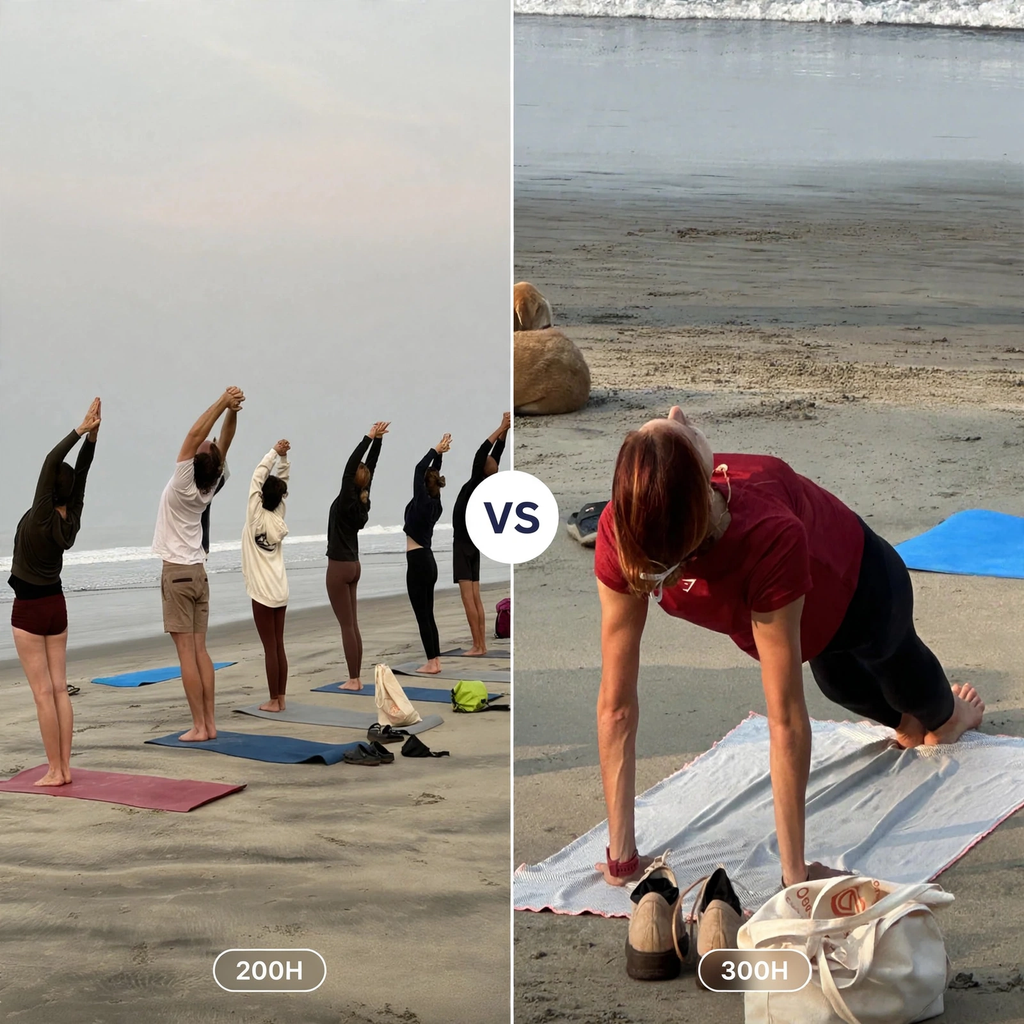 200 hour vs 300 hour yoga teacher training comparison on the beach in Goa