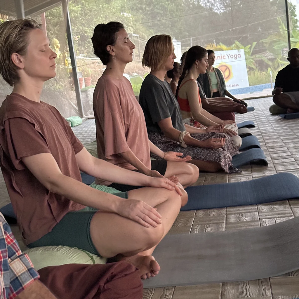 Students practicing interoception and nervous system regulation meditation during trauma-informed training